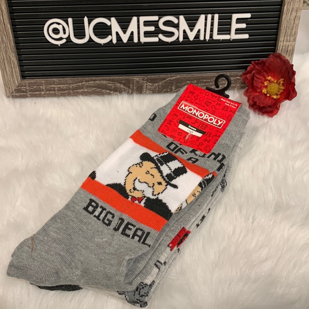 Hasbro Gaming Monopoly Crew Socks
